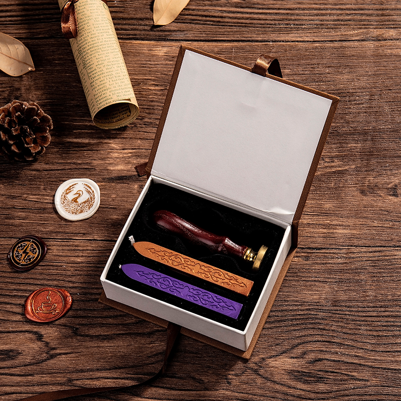 Personalized Logo Custom made Wedding Party Invitations Wax Sealing Wax Seal Stamp Small Paper Box with Wax Sticks Strips Handle  ​